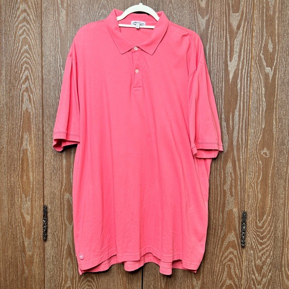 Peter Millar Other - Peter Millar Mens XXL Pink Solid Cotton Elastane Short Sleeve Polo Shirt Peru